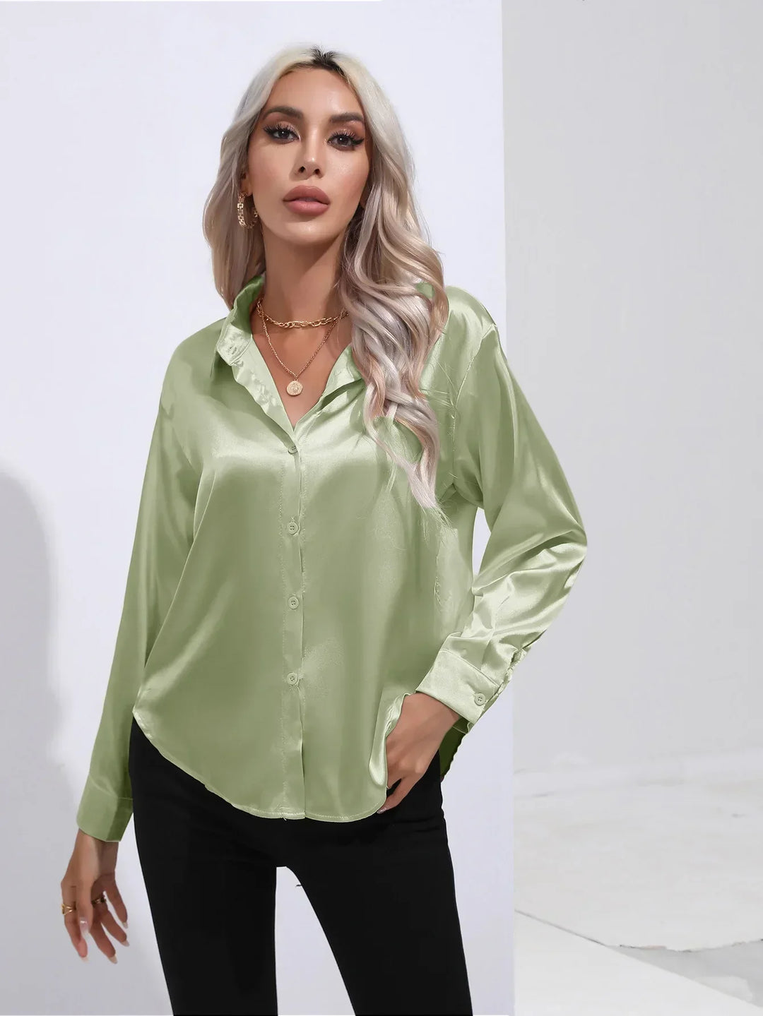 Calista | Satin Long Sleeve Blouse