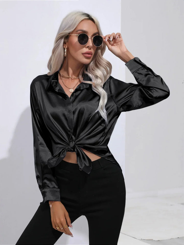 Calista | Satin Long Sleeve Blouse