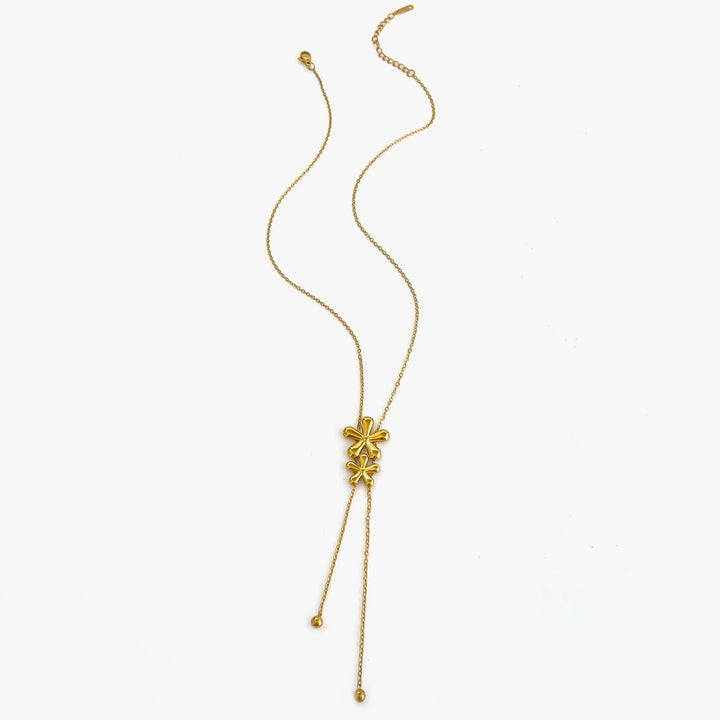18k Feminine Floral Tassel Necklace