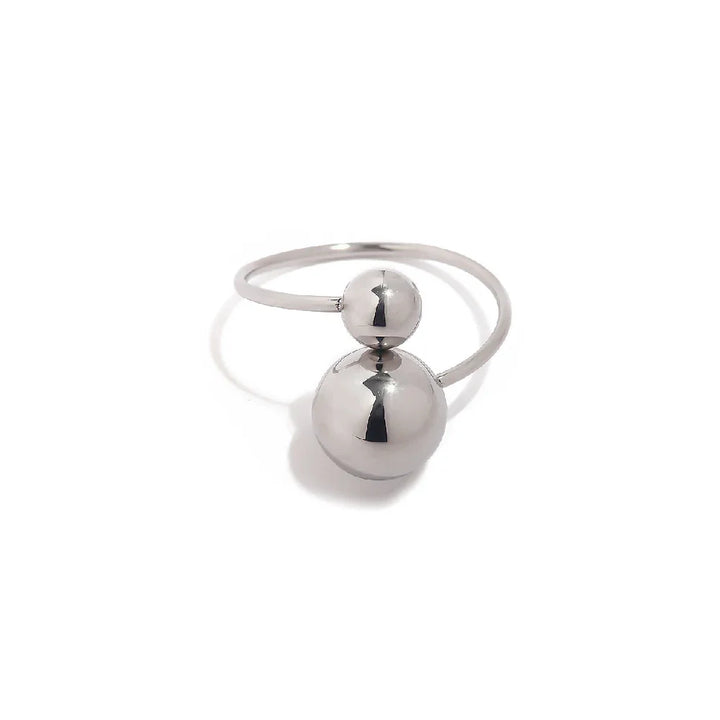 18k Bold Two Ball Open Ring