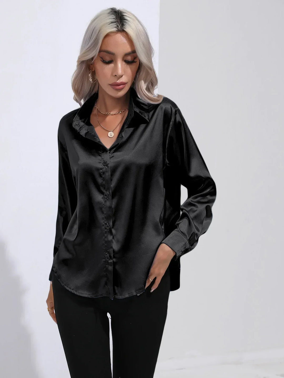 Calista | Satin Long Sleeve Blouse