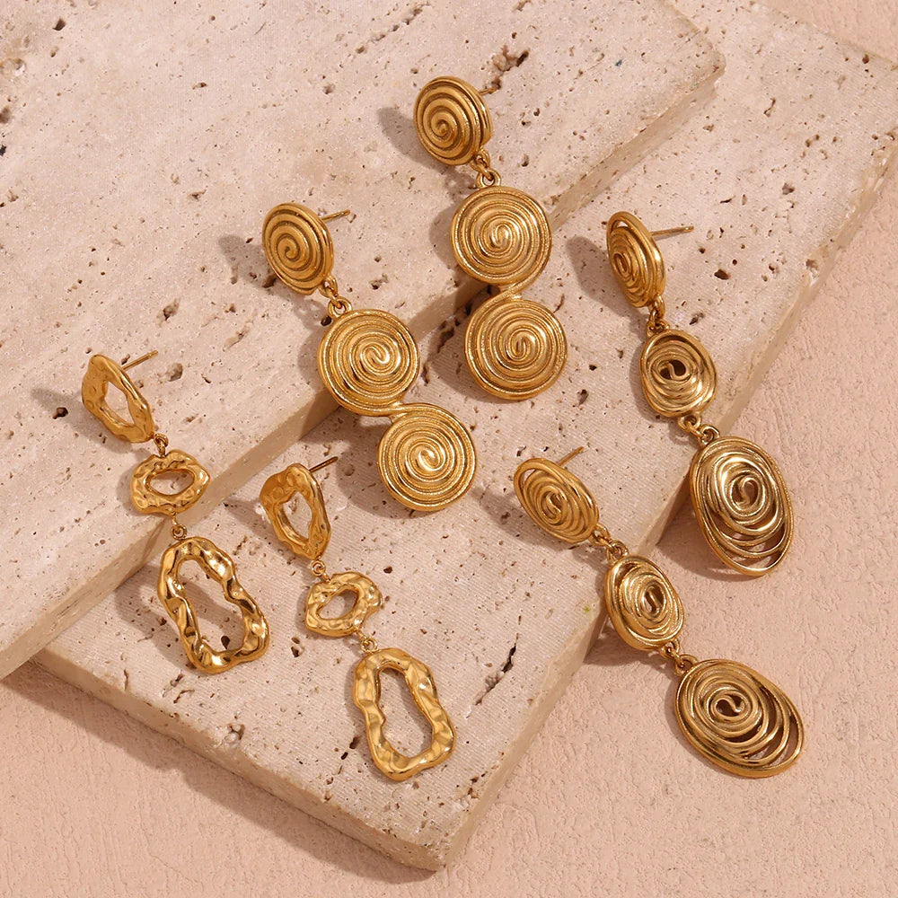 Classy Patterned Triple Dangle Earrings