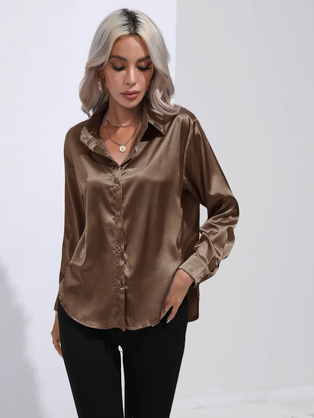 Calista | Satin Long Sleeve Blouse
