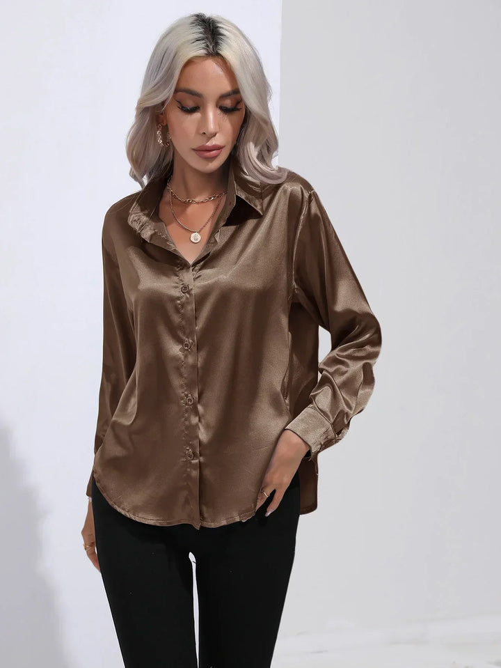 Calista | Satin Long Sleeve Blouse