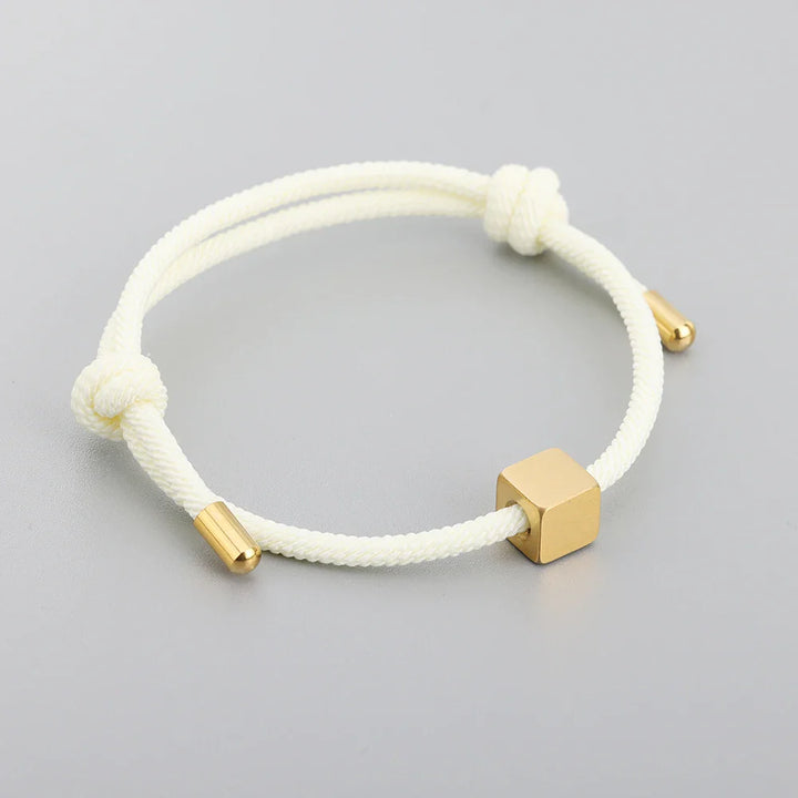 Adjustable Couples Box Letter Initial Bracelets