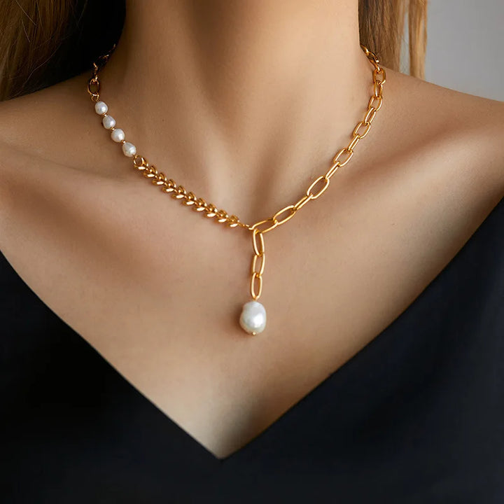 18k Minimal Mix Chain Lariat Necklace
