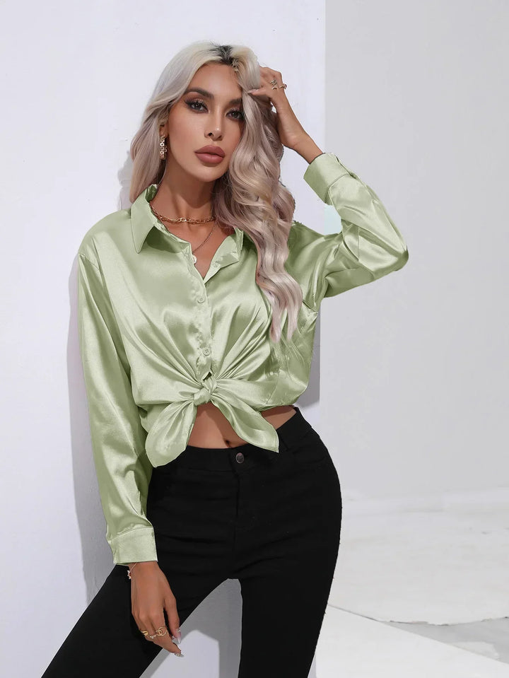 Calista | Satin Long Sleeve Blouse
