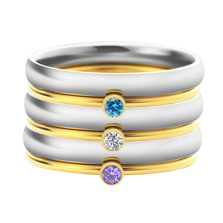 Personalized Name & Birthstone Stack Rings