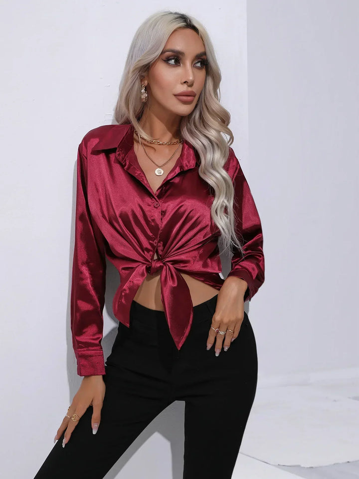 Calista | Satin Long Sleeve Blouse