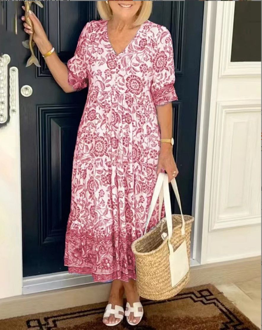 Cassandra | Floral V-Neck Dress