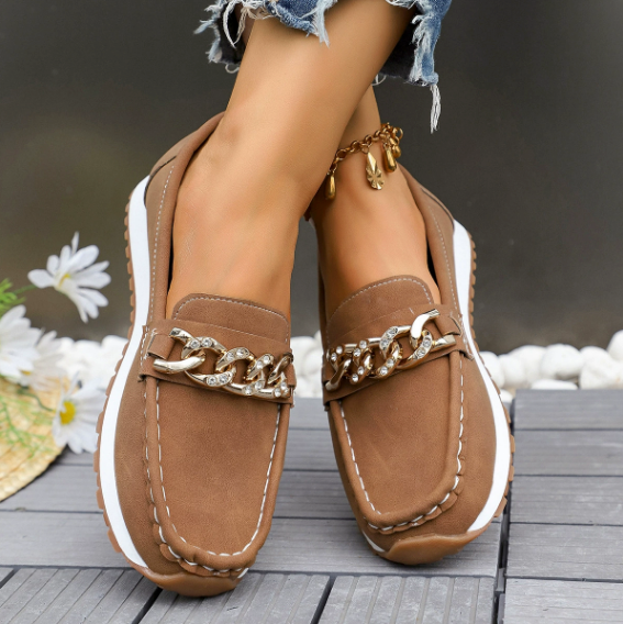 Monica Secrets | Diamond Buckle Loafers