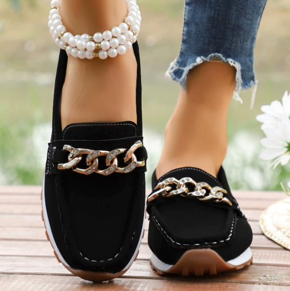 Monica Secrets | Diamond Buckle Loafers