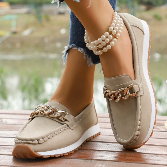 Monica Secrets | Diamond Buckle Loafers