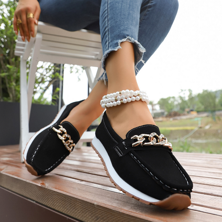 Monica Secrets | Diamond Buckle Loafers