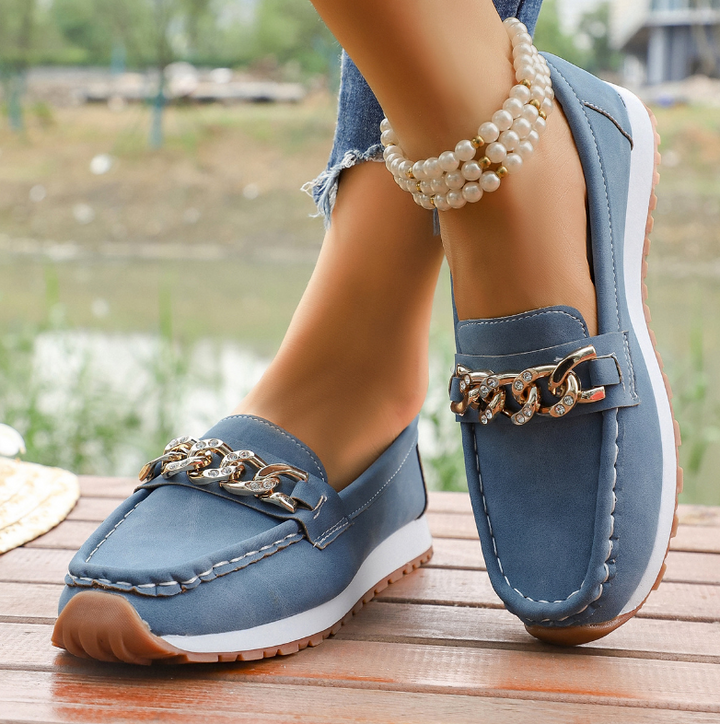 Monica Secrets | Diamond Buckle Loafers