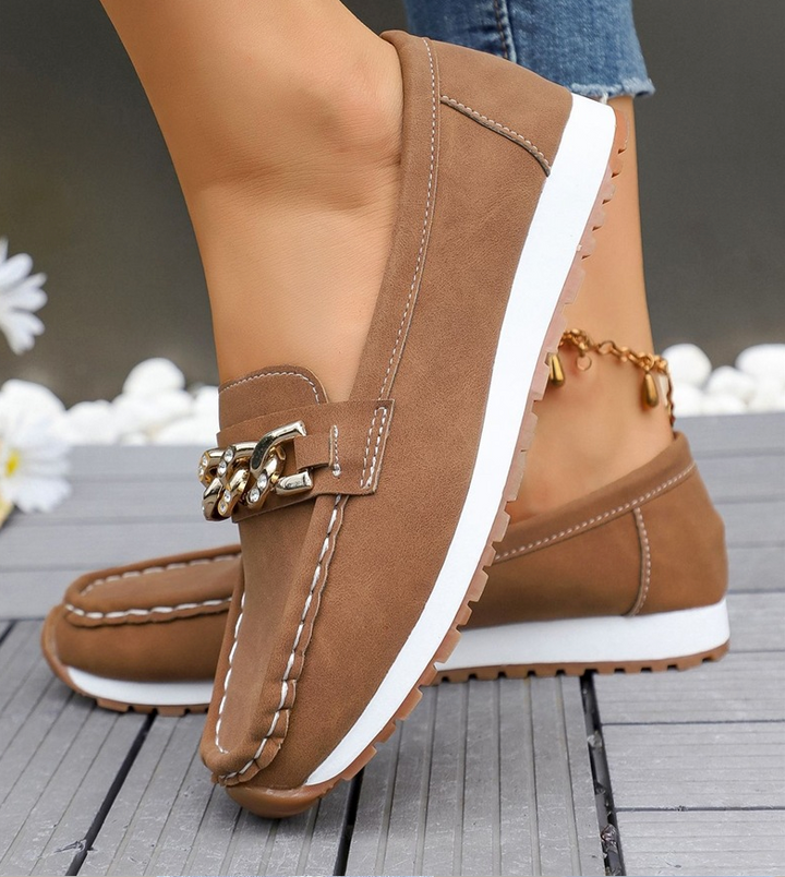 Monica Secrets | Diamond Buckle Loafers