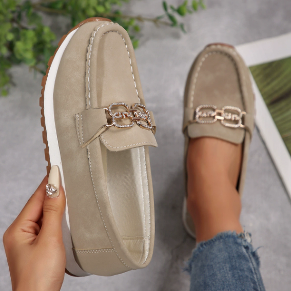 Monica Secrets | Chic Diamond Buckle Loafers