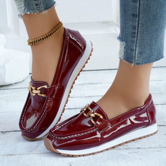 Monica Secrets | Shiny Bordeaux Loafers