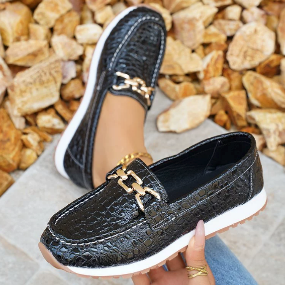 Monica Secrets | Black Crocodile Loafers
