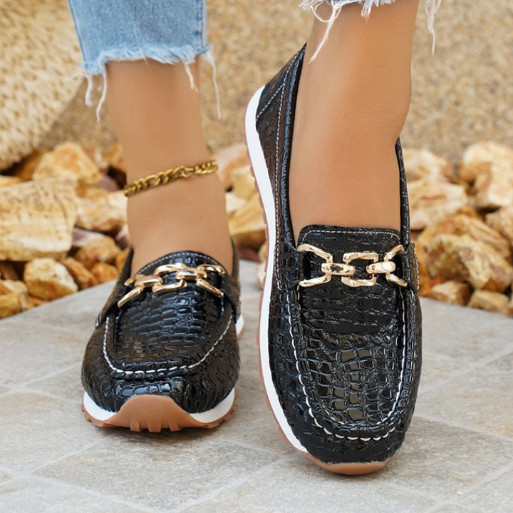 Monica Secrets | Black Crocodile Loafers