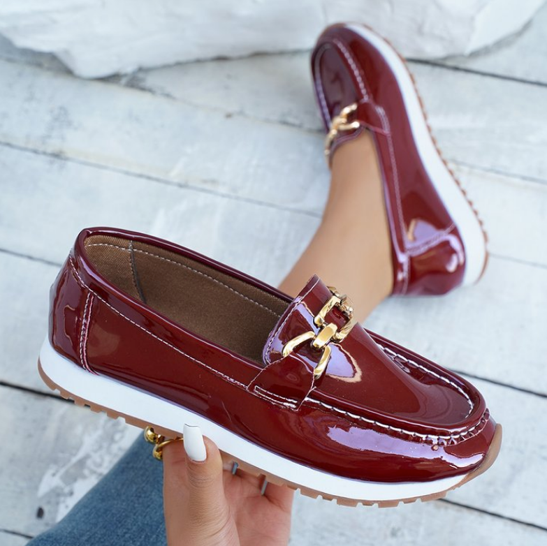 Monica Secrets | Shiny Bordeaux Loafers