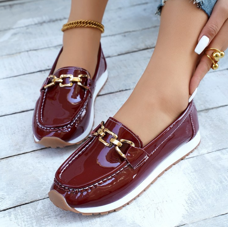 Monica Secrets | Shiny Bordeaux Loafers