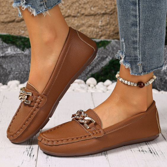 Monica Secrets | Flat Diamond Buckle Loafers