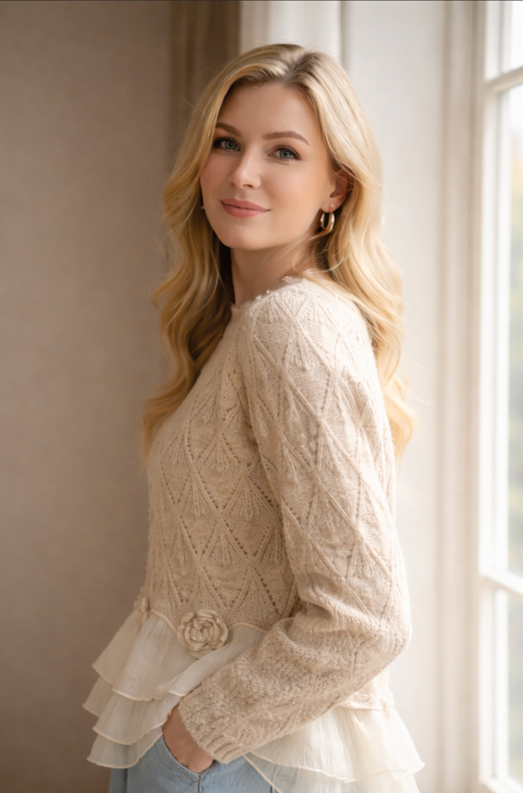 Monica Secrets | Ruffle Cardigan