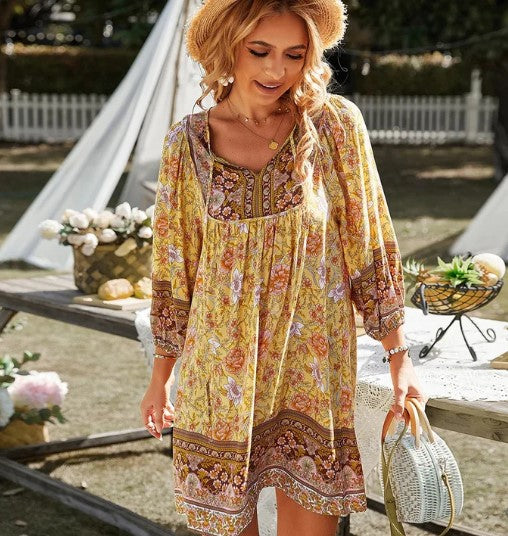 Elara | V-Neck Floral Dress