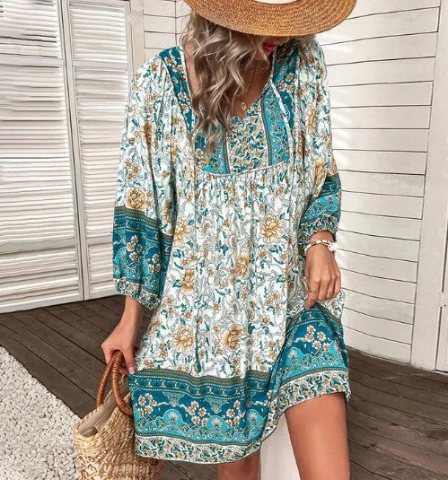 Elara | V-Neck Floral Dress