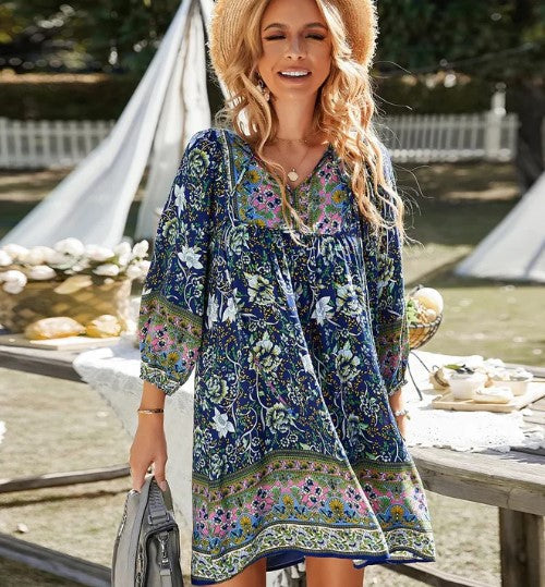 Elara | V-Neck Floral Dress