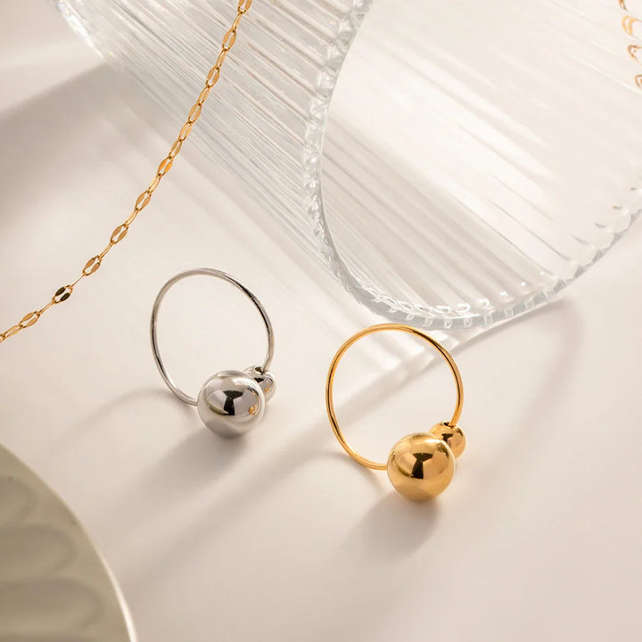 18k Bold Two Ball Open Ring