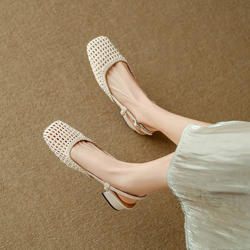 Lila | Woven Leather Heels