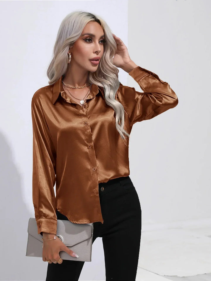 Calista | Satin Long Sleeve Blouse