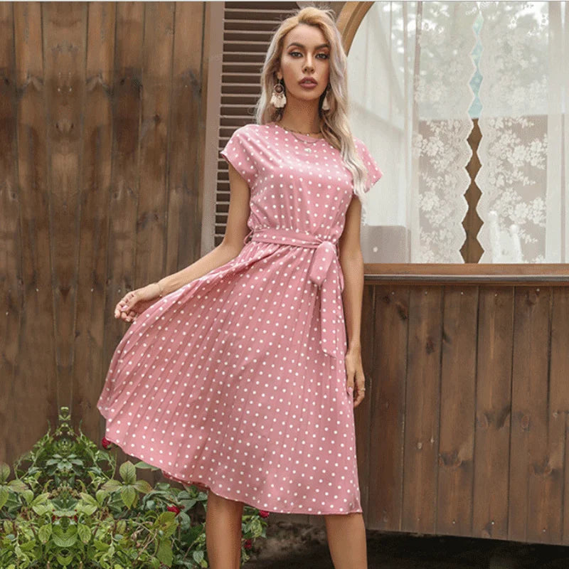 Monica Secrets | Floral Dress With Polka Dot Accents