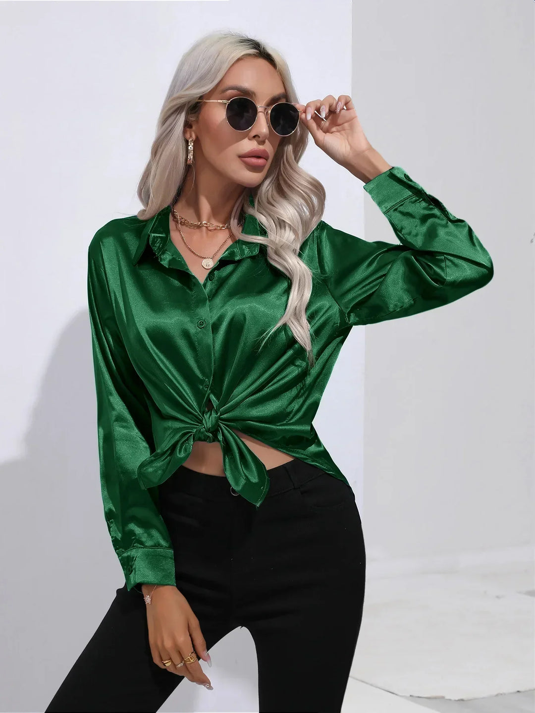 Calista | Satin Long Sleeve Blouse