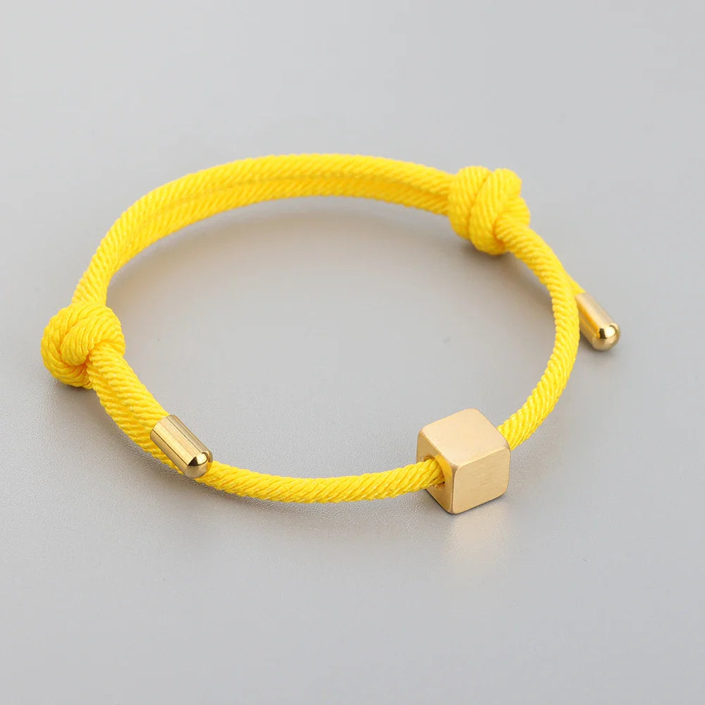 Adjustable Couples Box Letter Initial Bracelets