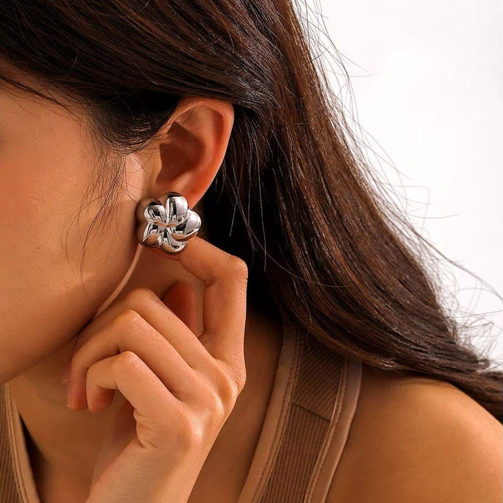 Spiral Bubble Floral Stud Earrings