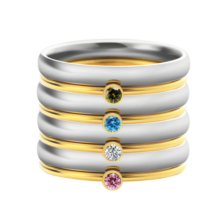 Personalized Name & Birthstone Stack Rings