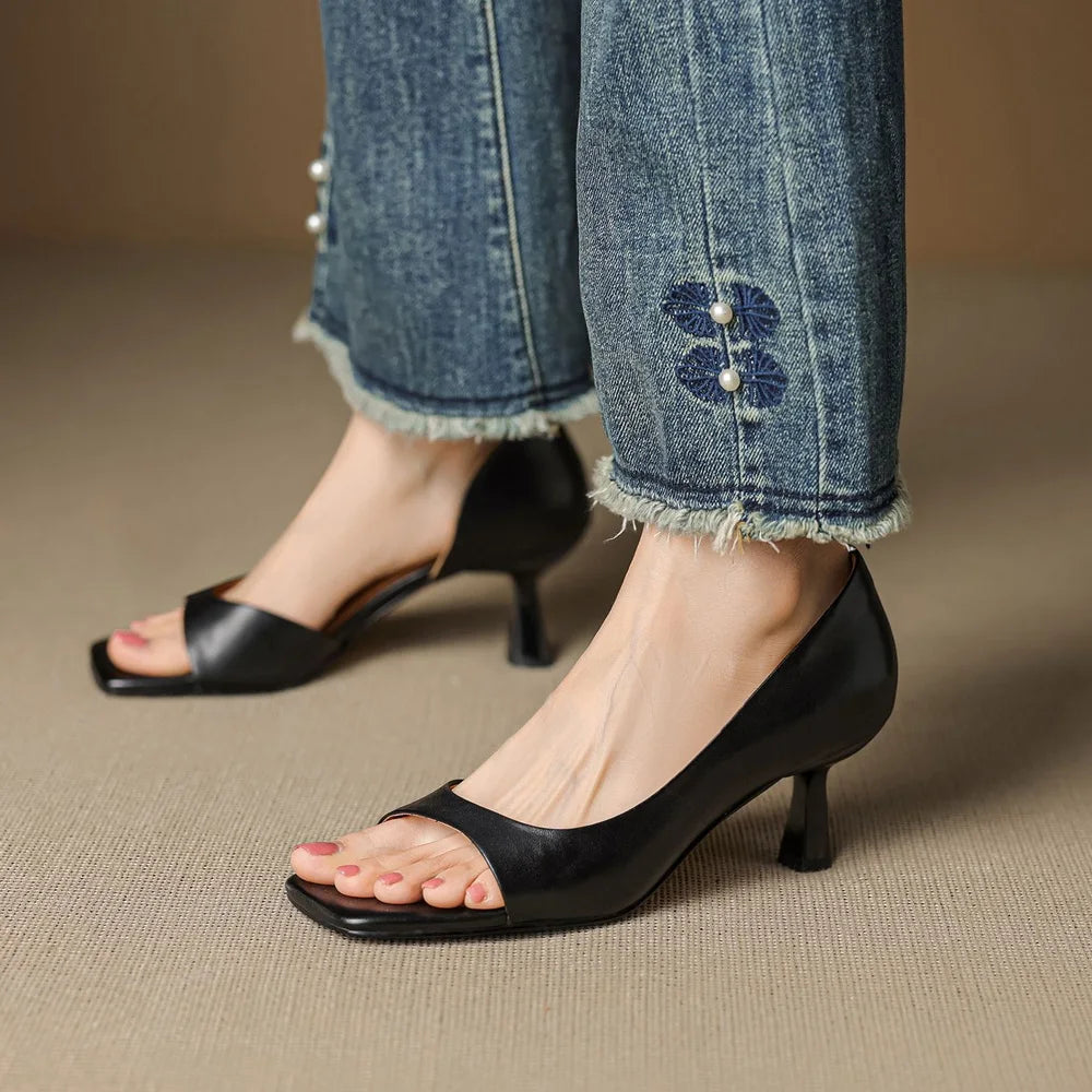 Evelyn | Leather Heels