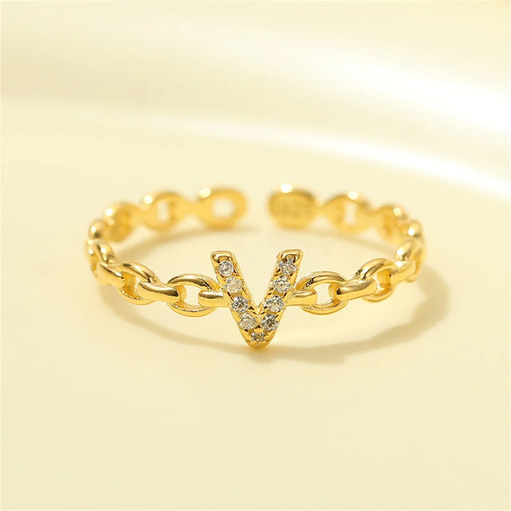 Dainty Diamond Letter Initial Ring