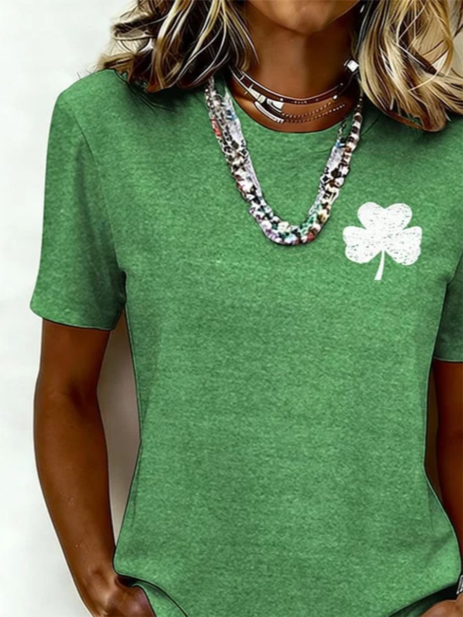 Monica Secrets | Clover Print Short Sleeve Top