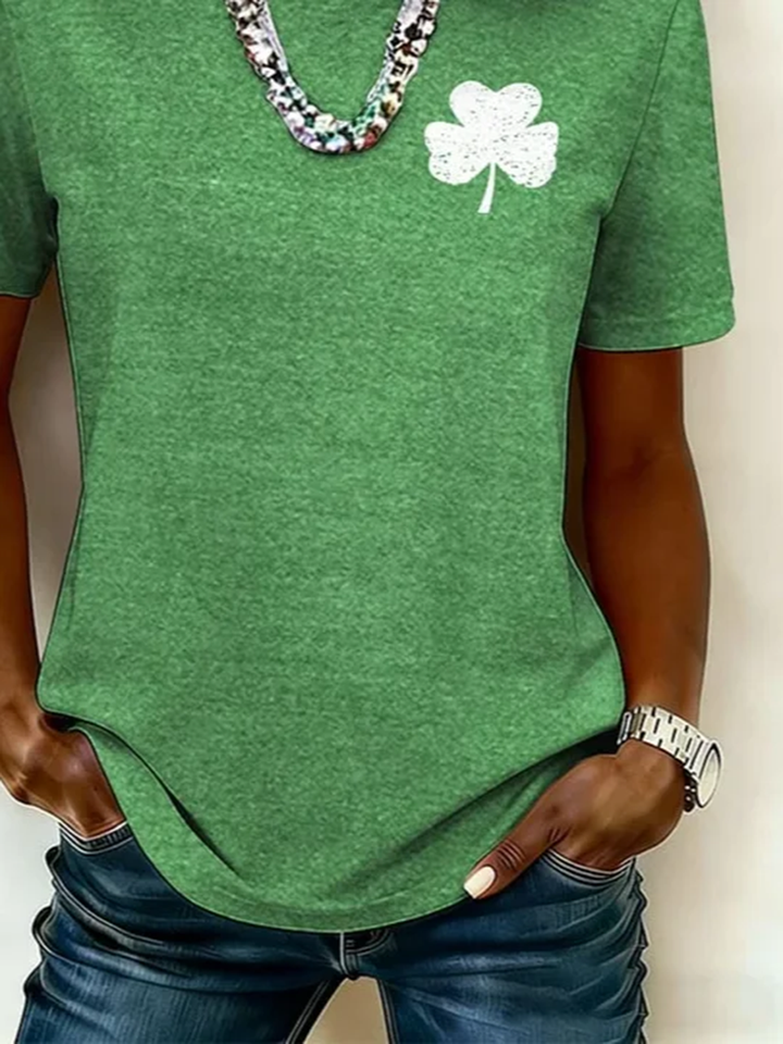 Monica Secrets | Clover Print Short Sleeve Top