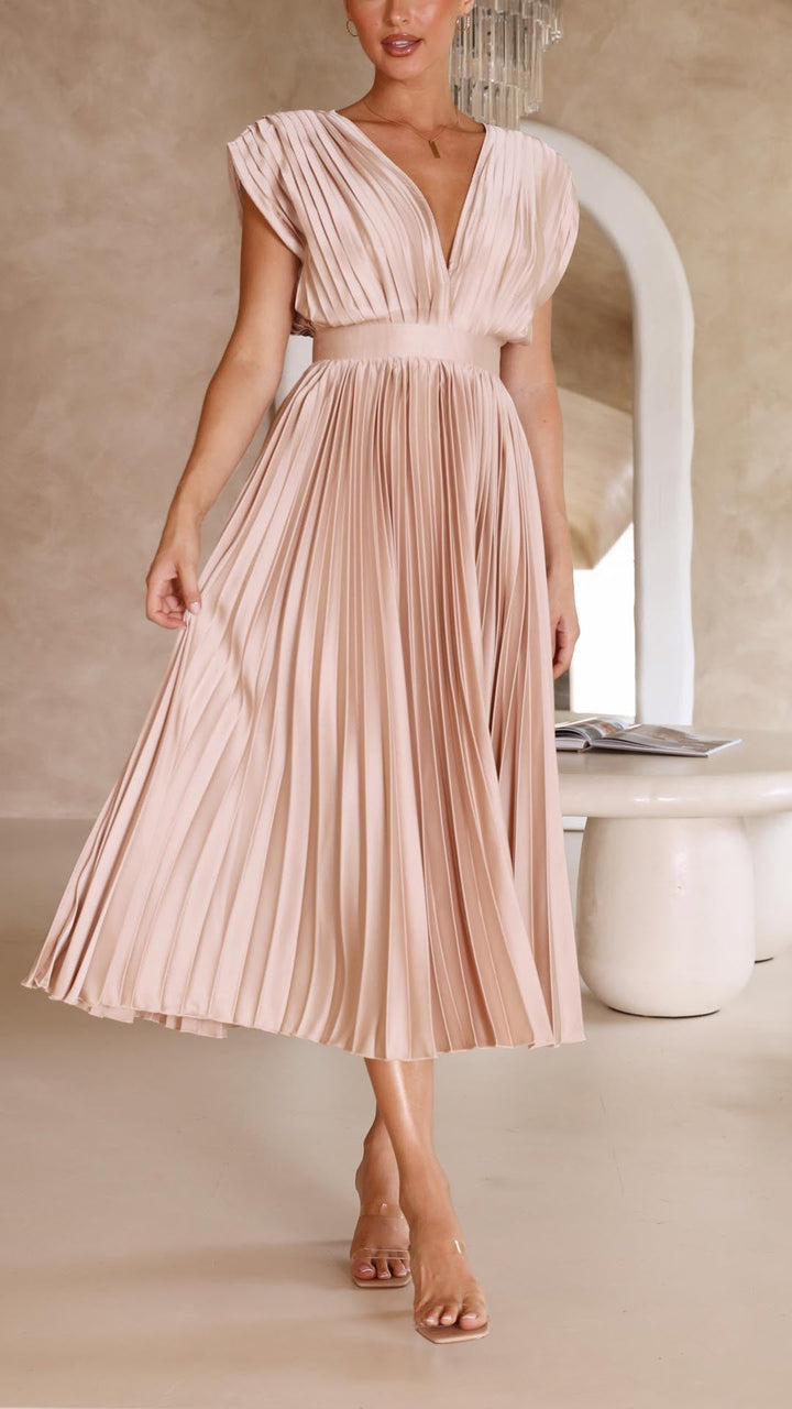 Monica Secrets | Elegant Pleated Dress