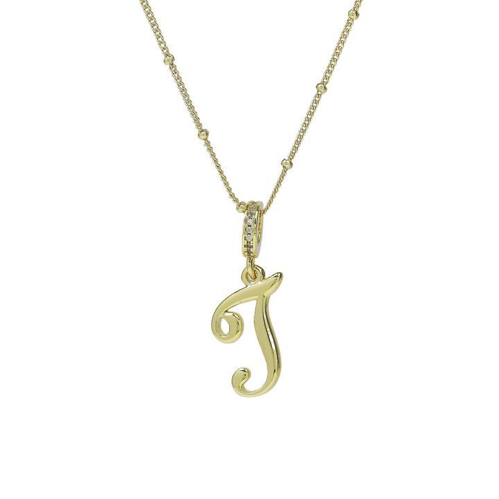 Elegant Cursive Font Satellite Chain Initial Necklace