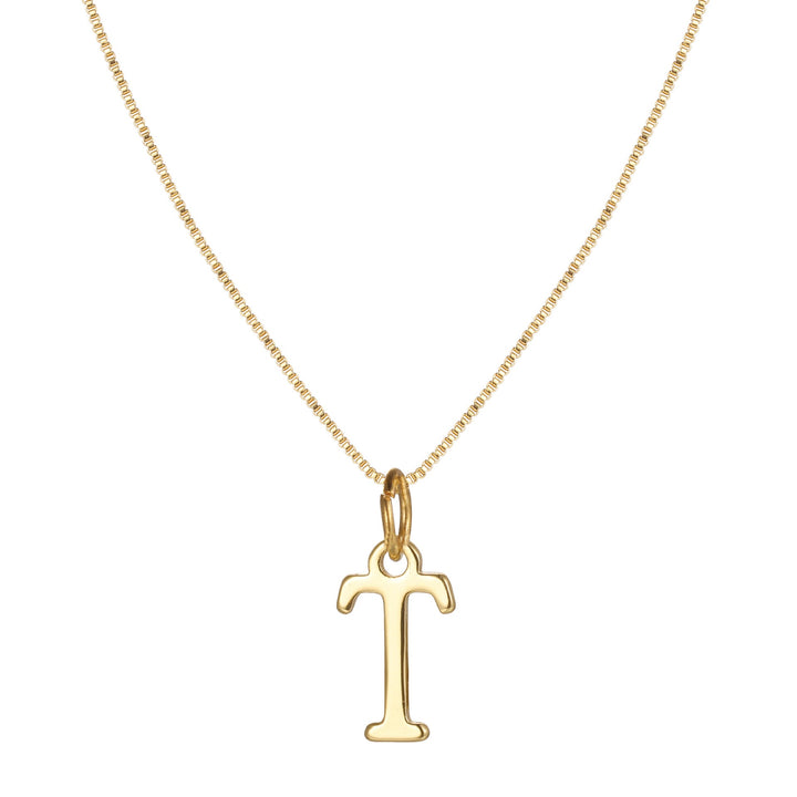 14k Minimal Serif Initial Necklace
