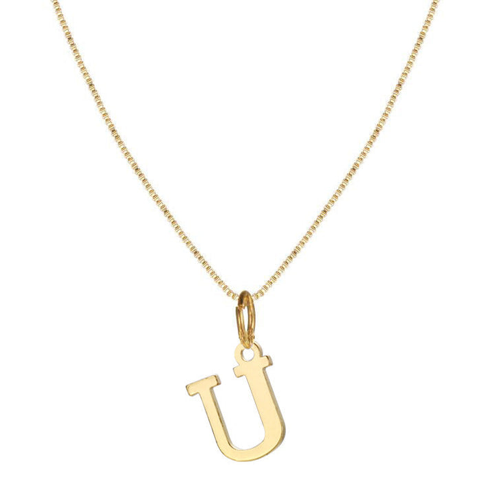 14k Minimal Serif Initial Necklace