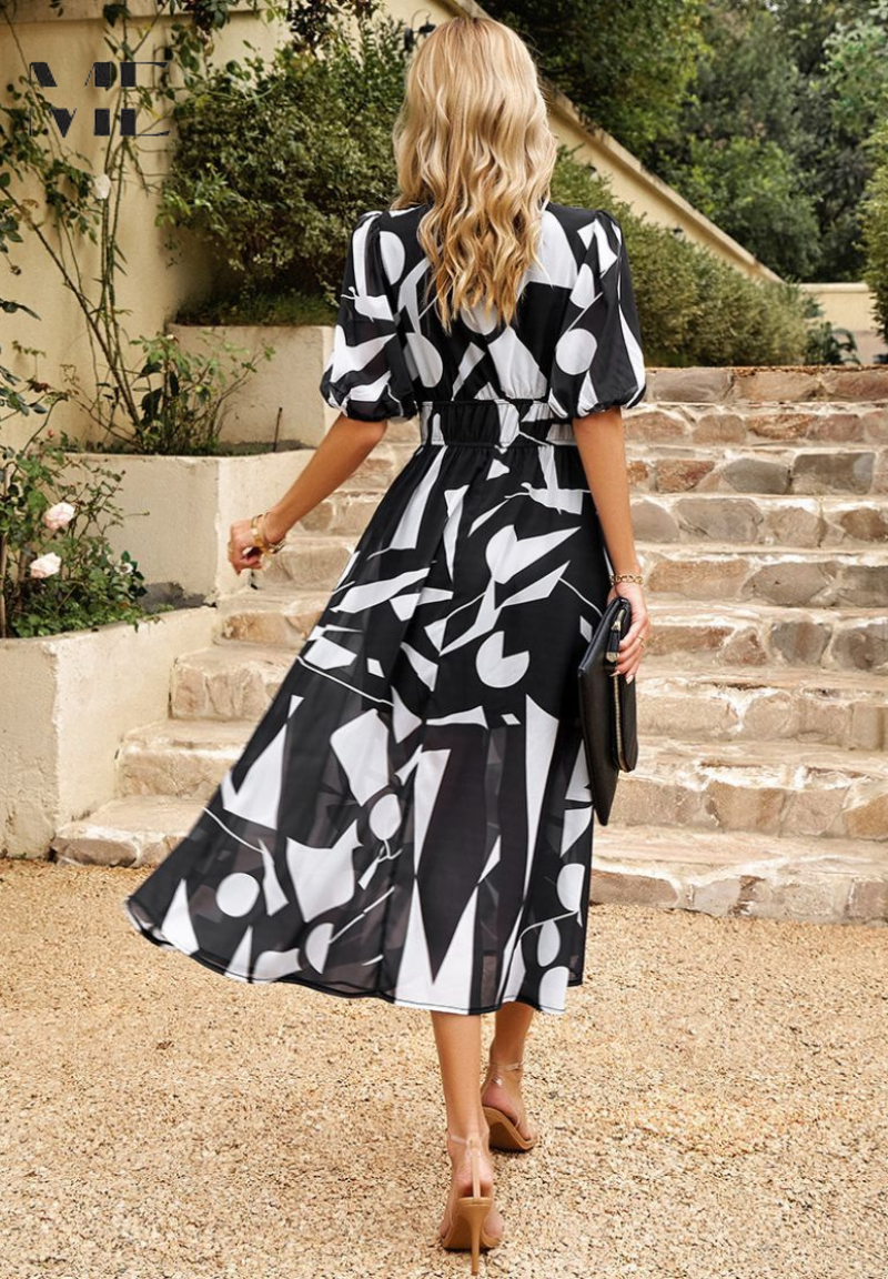 Althea | Midi Dress Puff Sleeves