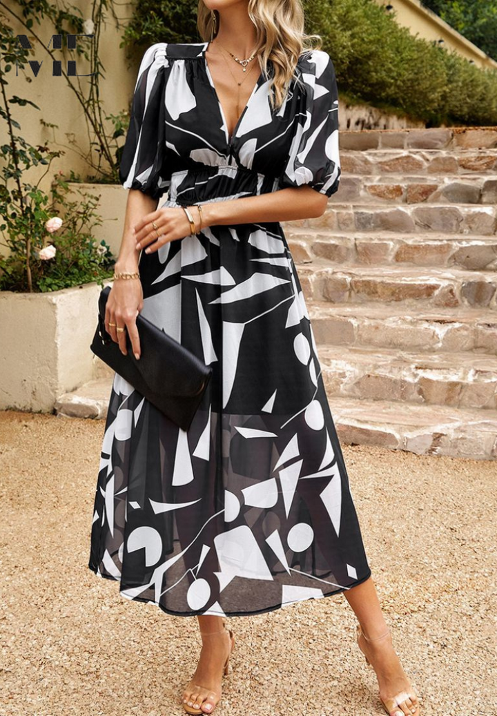 Althea | Midi Dress Puff Sleeves