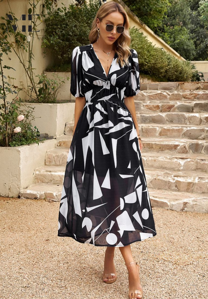 Althea | Midi Dress Puff Sleeves